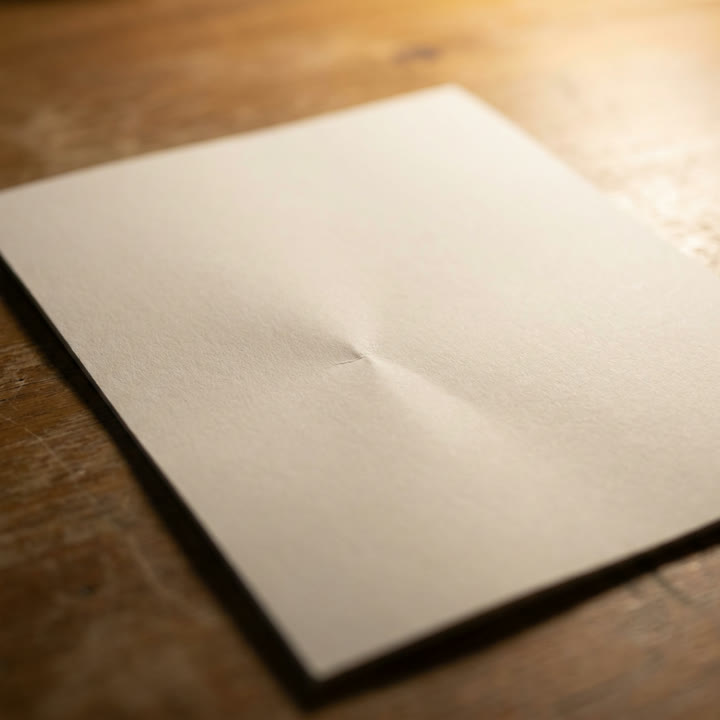 A printed quote lying face down on a desk.